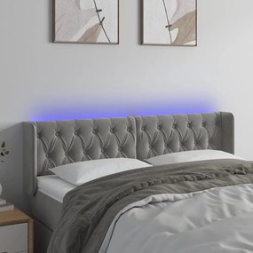 Κεφαλάρι Κρεβατιού LED Ανοιχτό Γκρι 163x16x78/88 εκ. Βελούδινο 3123626