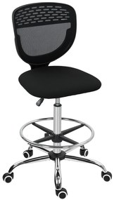 HOMCOM Καρέκλα Γραφείου, Καρέκλα Εργασίας, Καρέκλα Γραφείου, Ρυθμιζόμενο Ύψος, Επενδεδυμένη, Μαύρο