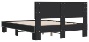 vidaXL Πλαίσιο Κρεβατιού Μαύρο 120x200 εκ. Επεξ. Ξύλο &amp; Μέταλλο