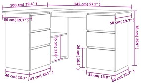 ΓΩΝΙΑΚΟ ΓΡΑΦΕΙΟ  ΠΑΛΙΟ ΞΥΛΟ 145X100X76 CM ΚΑΤΑΣΚΕΥΑΣΜΕΝΟ ΞΥΛΟ 855962