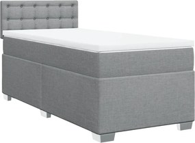 vidaXL Κρεβάτι Boxspring με Στρώμα Ανοιχτό Γκρι 90x190 εκ. Υφασμάτινο