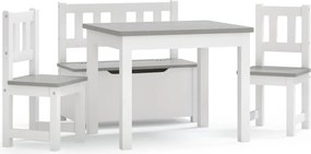 vidaXL Παιδικό Σετ Τραπέζι με Καρέκλες 4 τεμ. Λευκό και Γκρι MDF