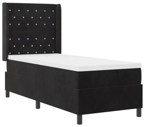 vidaXL Κρεβάτι Box Spring με Στρώμα & LED Μαύρο 80x200 εκ. Βελούδο