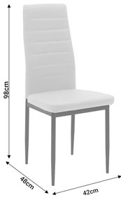 Καρέκλα Parker pakoworld μέταλλο-PU λευκό-γκρι πόδι 42x48x98εκ
