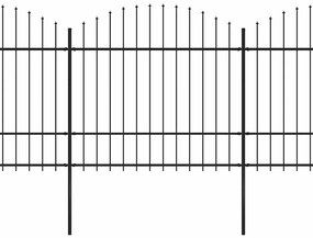 vidaXL Κάγκελα Περίφραξης με Λόγχες Μαύρα (1,5-1,75) x 3,4 μ. Ατσάλινα