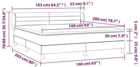 vidaXL Κρεβάτι Boxspring με Στρώμα Κρεμ 160x200 εκ. Υφασμάτινο