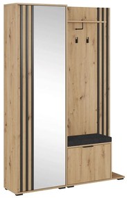 Έπιπλο Εισόδου Με Καθρέπτη & Μαξιλάρι Nelly P_NLw_me_art 131x192x40cm Black-Natural