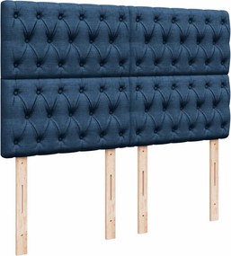 vidaXL Κρεβάτι Boxspring με Στρώμα Μπλε 140x190 εκ. Υφασμάτινο