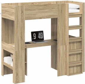 vidaXL Σκελετός κουκέτας με γραφείο Δρύς Sonoma 75 x 190 cm