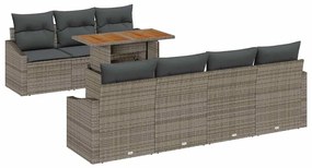 vidaXL Σετ Καναπέ Κήπου με αποθήκευση 8 pcs Γκρι Πολυ ράταν