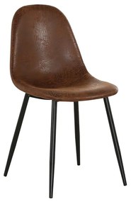 CELINA Καρέκλα Μέταλλο Βαφή Μαύρο, Ύφασμα Suede Καφέ Antique -  45x54x85cm