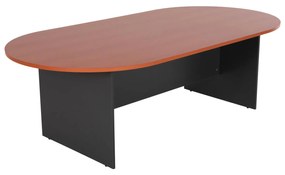 CONFERENCE OVAL DESK SIENNA  MELAMINE IN ANTHRACITE-TOP IN CHERRY 240x120x75Hcm.