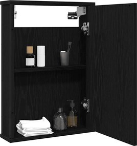 vidaXL Ντουλάπι Καθρέφτη Μπάνιου Μαύρο Δρυς 42 x 12 x 60 εκ. από Τεχνητό Ξύλο