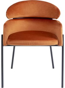 Καρέκλα Με Μπράτσα Alexia Βελούδινη Πορτοκαλί 54x78x61εκ - Πορτοκαλί