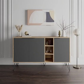 Μπουφές Clara Megapap χρώμα sapphire oak - ανθρακί 142x35,6x83εκ.