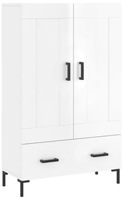 vidaXL Ντουλάπα Γυαλ. Λευκό 69,5 x 31 x 115 εκ. από Επεξεργασμένο Ξύλο