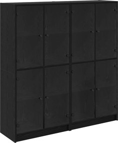 vidaXL Highboard 2 pcs Μαύρη Οξυά 68 x 37 x 142 εκ Επεξεργασμένο ξύλο