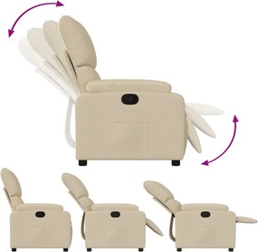vidaXL Πολυθρόνα Ανακλινόμενη με Κρεμ Ύφασμα από Ύφασμα