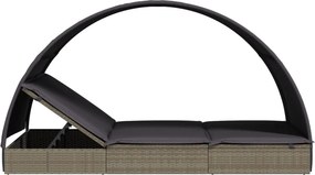 vidaXL Ξαπλώστρα 2 Ατόμων Στρογγ. Οροφή Γκρι 211x112x140εκ Συνθ. Ρατάν