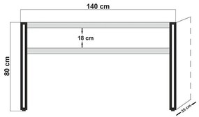 Κονσόλα PWF-0241 χρώμα πεύκου-μαύρο 140x35x80εκ 140x35x80 εκ.