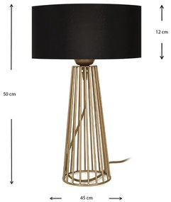 Φωτιστικό επιτραπέζιο Filip Megapap E27 μεταλλικό - υφασμάτινο χρώμα χρυσό - μαύρο 25x25x45εκ.