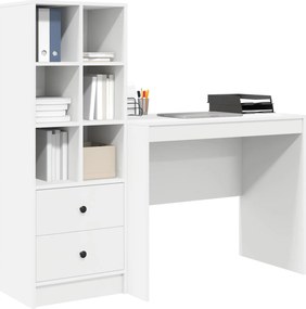 vidaXL Γραφείο με συρτάρι με ράφι με αποθήκευση 2 pcs Λευκό