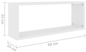 Ράφια Κύβοι Τοίχου 6 τεμ. Λευκά 60 x 15 x 23 εκ. Μοριοσανίδα - Λευκό