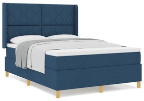 vidaXL Κρεβάτι Box Spring με Στρώμα - Μπλε, 140x200 εκ., Υφάσμα