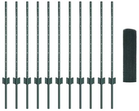 vidaXL Φράκτης  Welded Wire με 11 U Posts Πράσινος 0.8x25 μ. Χάλυβας