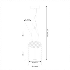 LED Κρεμαστό Φωτιστικό Arame 23W 3000K Οπαλίνα Μαύρο