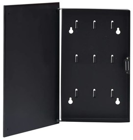 Κλειδοθήκη με Μαγνητικό Πίνακα Μαύρη 30 x 20 x 5,5 εκ. - Μαύρο