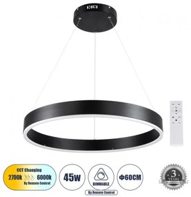 Κρεμαστό Φωτιστικό Οροφής LED 45W 5269lm VENOM Globostar 61176 Μαύρο