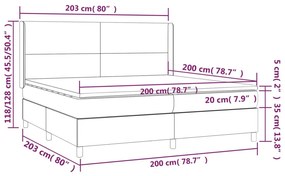 vidaXL Κρεβάτι Boxspring με Στρώμα Σκούρο Γκρι 200x200 εκ. Υφασμάτινο