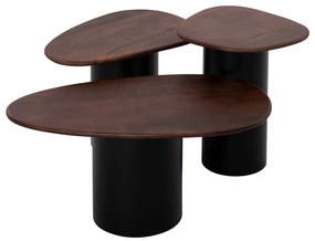 ΤΡΑΠΕΖΙA ΣΑΛΟΝΙΟΥ 3ΤΜΧ PEBBLES HM18004 MANGO TOP-ΜΕΤΑΛΛΙΚΕΣ ΜΑΥΡΕΣ ΒΑΣΕΙΣ (1 Τεμμάχια)