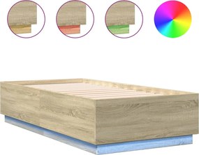 vidaXL Πλαίσιο Κρεβατιού με LED Sonoma Δρυς 90 x 190 εκ. Επεξ. Ξύλο