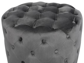 Σκαμπό KASSIE τύπου CHESTERFIELD Βελούδο Γκρί Φ60x43Υ εκ. 60x60x43 εκ.