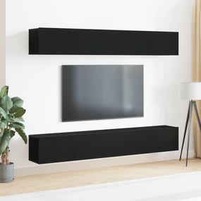 vidaXL Σετ Κονσόλας Τηλεόρασης 4 Τεμαχίων - Τοίχου σε Μαύρο Δρυς