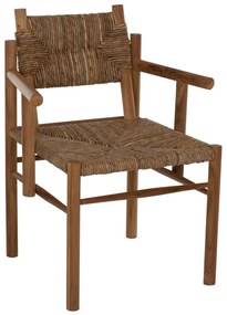 Πολυθρόνα HM9378 64Χ61Χ84cm Από Μασίφ Ξύλο Teak & Ψάθα Natural Wood, Mat