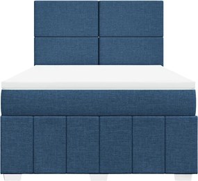 vidaXL Κρεβάτι Boxspring με Στρώμα Μπλε 140x190 εκ. Υφασμάτινο