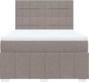 vidaXL Κρεβάτι Boxspring με Στρώμα Taupe 140x190 εκ. Υφασμάτινο