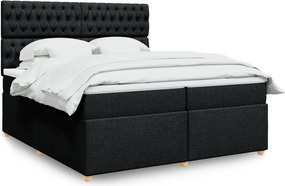 vidaXL Κρεβάτι Boxspring με Στρώμα Μαύρο 200x200 εκ. Υφασμάτινο