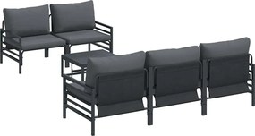 vidaXL Σετ Καναπέ Κήπου με μαξιλάρι 6 pcs Μαύρο Ατσάλι