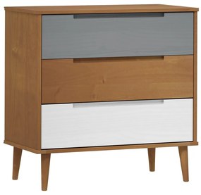 Συρταριέρα MOLDE Καφέ 80 x 40 x 80 εκ. από Μασίφ Ξύλο Πεύκου - Καφέ