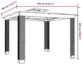 Κιόσκι με Διπλή Οροφή Ανθρακί 2,94x2,94 μ. Ατσάλινο - Ανθρακί