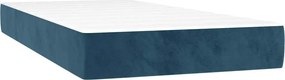 vidaXL Κρεβάτι Boxspring με Στρώμα Σκούρο Μπλε 100x200 εκ. Βελούδινο