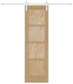 vidaXL Συρόμενη Πόρτα Φυσικό και λευκό 61 x 198.5 εκ.
