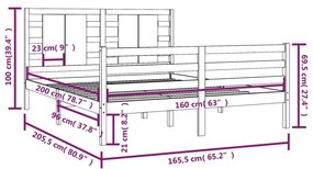 vidaXL Σκελετός Κρεβ. Χωρίς Στρώμα Λευκό 160x200 εκ Μασίφ Πεύκο