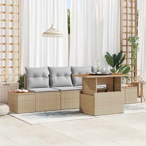 vidaXL Σέτ φαγητού για κήπο 5 pcs Μπεζ, Γκρι 100 x 55 x 73 εκ