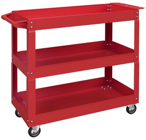 DURHAND Τρόλεϊ Εργαλείων 3 Επιπέδων, 4 Ρόδες, Ατσάλι, 83Π x 35,3Β x 76Υ cm, Κόκκινο