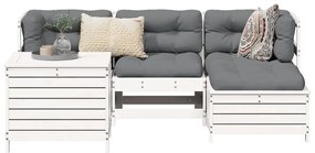 Σετ Σαλόνι Κήπου 5 Τεμαχίων Λευκά από Μασίφ Ξύλο Πεύκου